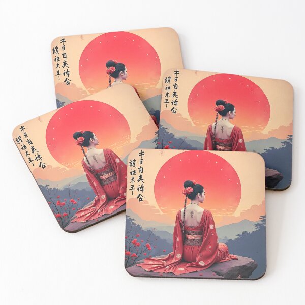 Aperçu de l'œuvre Femme japonaise sereine en train de méditer créée et vendue par PyxieZen.