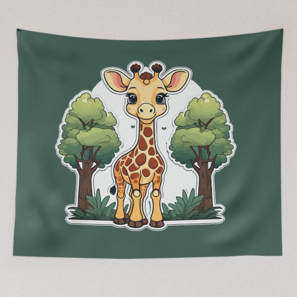 Item preview, A cute, cartoon giraffe standing in a forest.  designed and sold by HEMRO.