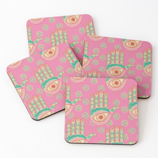 Item preview, Bright Pink Hand Drawn Hamsa Amulet Pattern designed and sold by schorrnuff.
