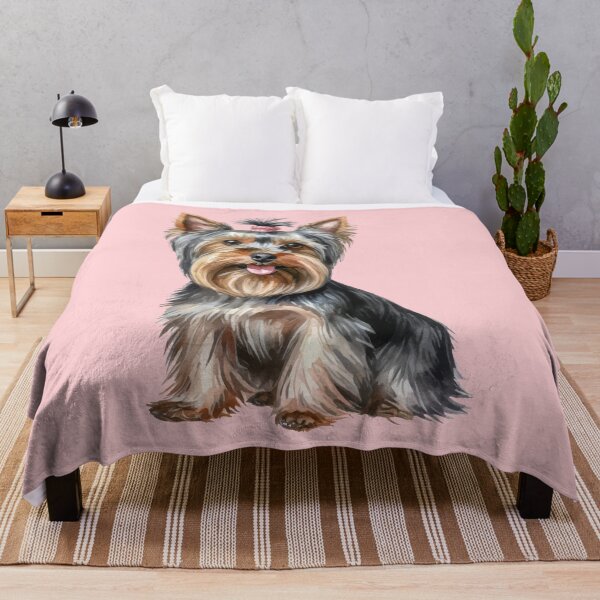 Item preview, Long Hair Yorkie Puppy Watercolor (pink) designed and sold by Magnolia Valley Art.