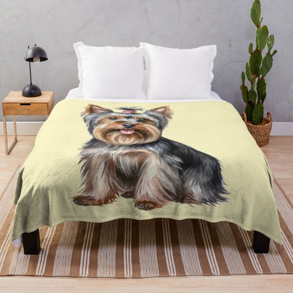 Item preview, Long Hair Yorkie Puppy Watercolor (yellow) designed and sold by Magnolia Valley Art.