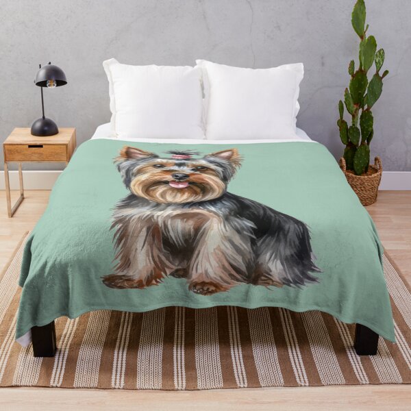Item preview, Long Hair Yorkie Puppy Watercolor (mint) designed and sold by Magnolia Valley Art.