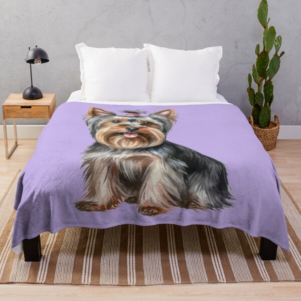 Item preview, Long Hair Yorkie Puppy Watercolor (purple) designed and sold by Magnolia Valley Art.