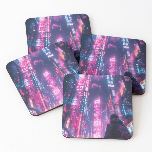 Item preview, Retro Vaporwave Hero Big Cyber City | AI Digital Art designed and sold by Colossal Creative.