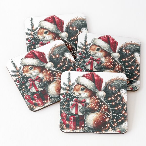 Item preview, Vintage Christmas Squirrel Wrapped in Lights designed and sold by Melissify.