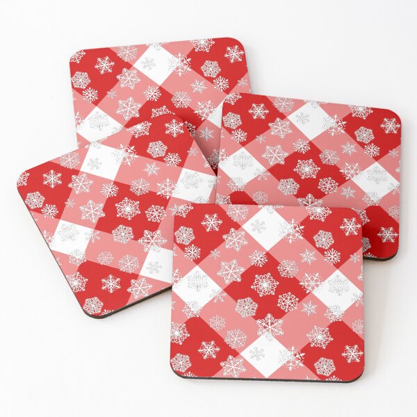 Item preview, Red and White Buffalo Plaid with Snowflakes designed and sold by Marymarice.
