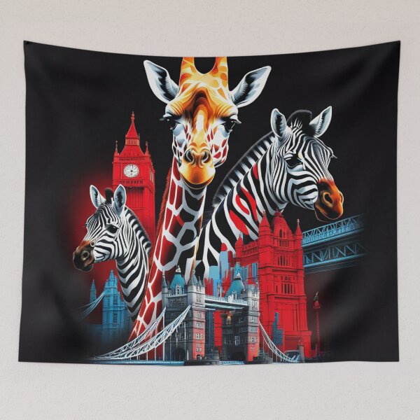 Item preview, London giraffes with their necks up, travelling in London designed and sold by roman747.