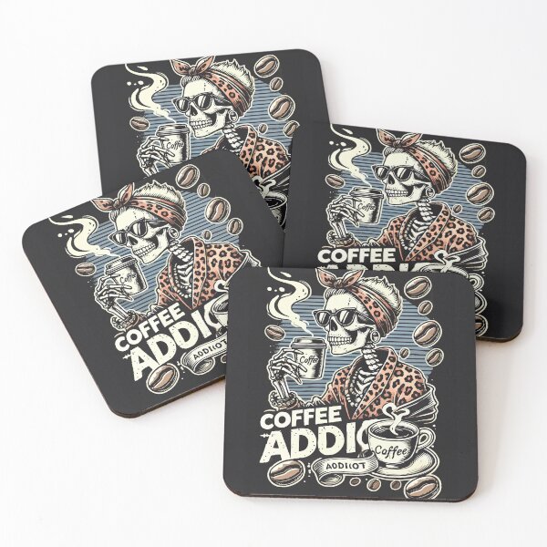 Item preview, Vintage Skeleton Coffee Addict - Leopard Print Cool Retro Design designed and sold by -DEEWOLF-.