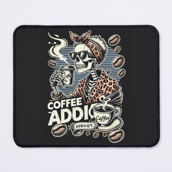 Item preview, Vintage Skeleton Coffee Addict - Leopard Print Cool Retro Design designed and sold by -DEEWOLF-.