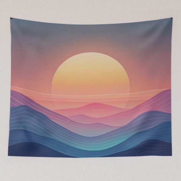 Item preview, sunset mountains lineart aesthetic designed and sold by rlav123.