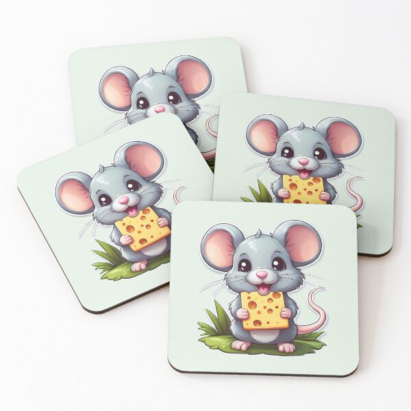 Item preview, A cute, cartoon mouse holding a piece of cheese.  designed and sold by HEMRO.