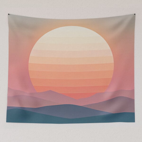 Item preview, sunset mountains lineart aesthetic designed and sold by rlav123.