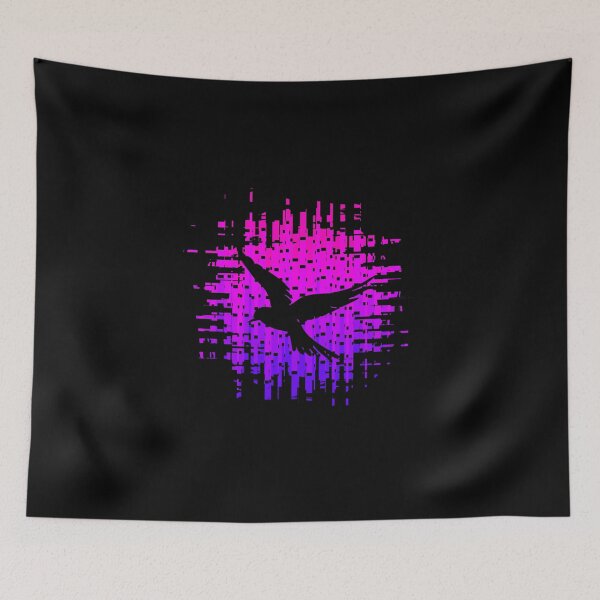 Item preview, Retrofuturistic Nighttime Neon City Bird Retro Black Bird 1 of 4 designed and sold by Beachy.