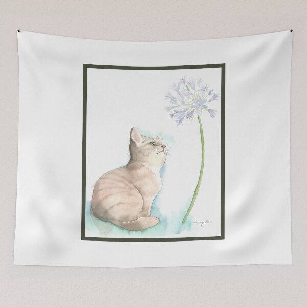 Item preview, Cat With Agapanthus designed and sold by SharonRoseR.