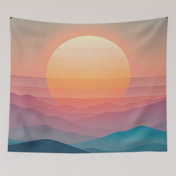 Item preview, sunset mountains lineart aesthetic designed and sold by rlav123.