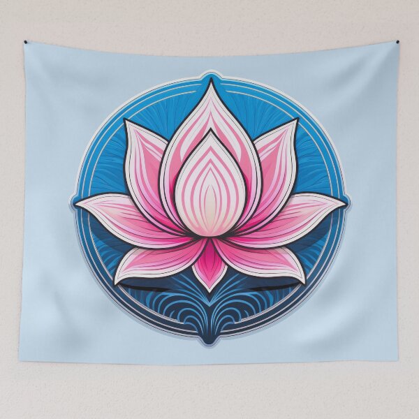 Item preview, a stylized pink lotus flower surrounded by intricate geometric patterns Design. designed and sold by HEMRO.