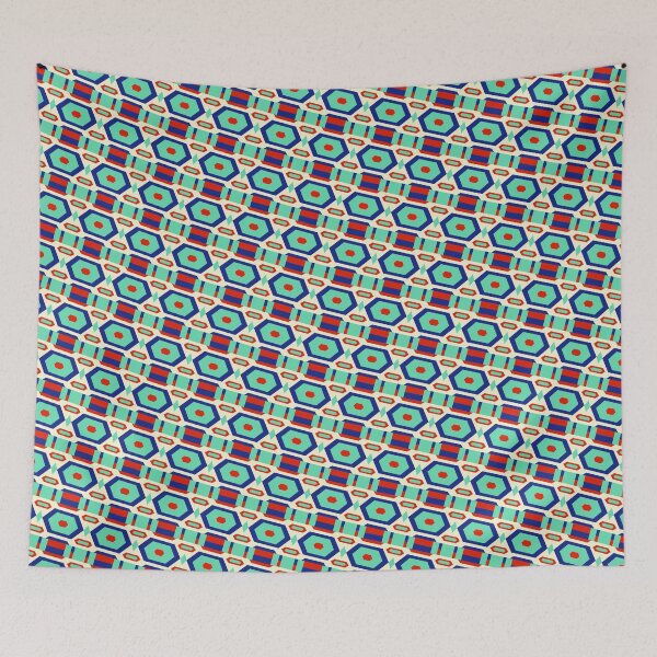 Item preview, Colorful Hexagon And Diamond Geometry Shapes Grid Pattern designed and sold by EvergreenMotifs.