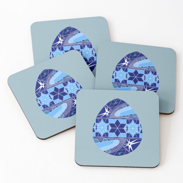 Item preview, Easter egg Ukrainian inspired blue with blue background designed and sold by hallas2b.