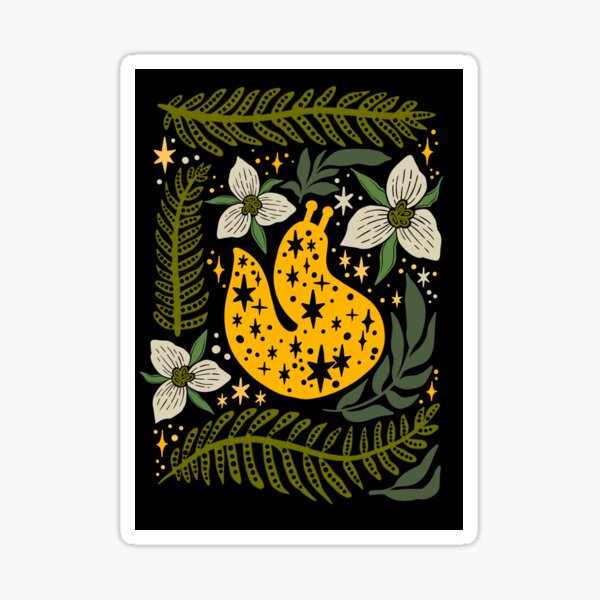 Cosmic Banana Slug Folk Art Sticker