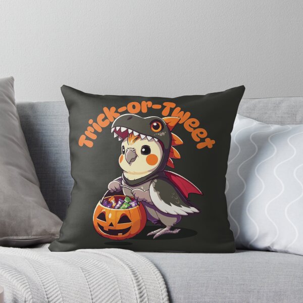 Item preview, Trick or Tweet Cockatiel bird dinosaur halloween designed and sold by OddlyWrapped.