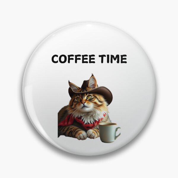 Artikelvorschau, Cowboy-Katze mit Cowboy-Hut und einer Tasse Kaffee mit Kaffeezeit entworfen und verkauft von GinnyGi.