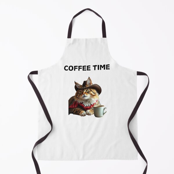 Item preview, Gato vaquero con sombrero de vaquero y una taza de café con coffeetime designed and sold by GinnyGi.