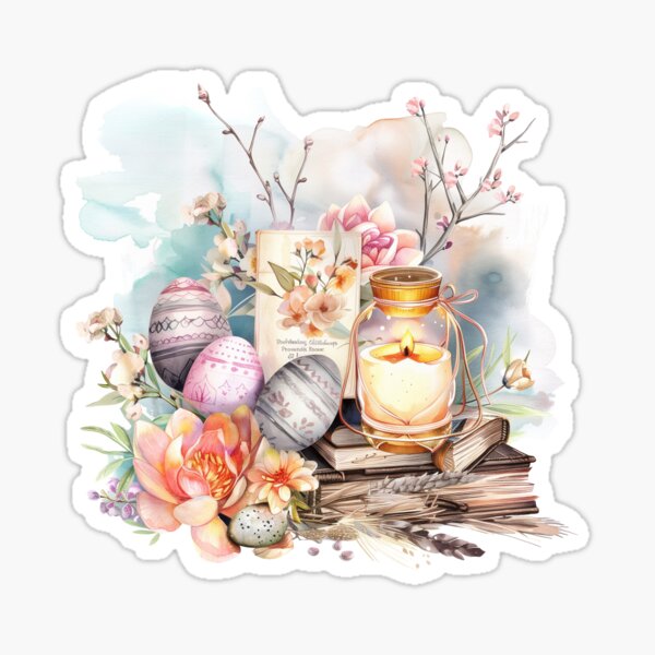 Item preview, Easter Candle With Floral Decor designed and sold by New-School-Wave.