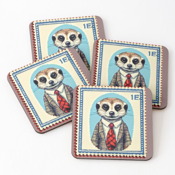 Item preview, Vintage Meerkat in a Plaid Suit with a Red Tie: Stamp Art designed and sold by MelissaMelovich.