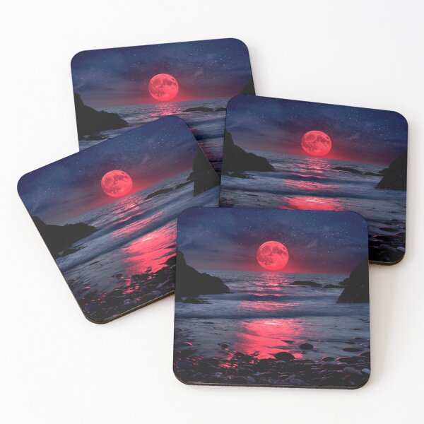 Item preview, Crimson Moonrise Over the Ocean designed and sold by Exodoi.