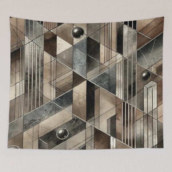 Item preview, Bauhaus Inspired Smoky Quartz Geometric Pattern Design designed and sold by TribalioDesigns.