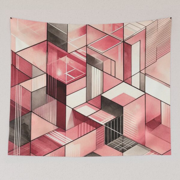 Item preview, Bauhaus Inspired Strawberry Geometric Pattern Design designed and sold by TribalioDesigns.