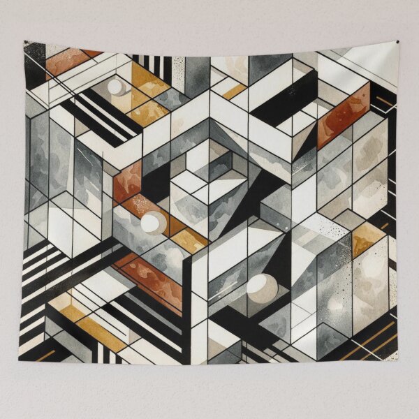 Item preview, Bauhaus Inspired Black and Gold Geometric Pattern Design designed and sold by TribalioDesigns.