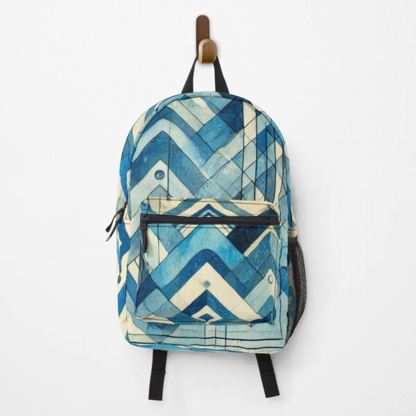 Item preview, Bauhaus Inspired Blue Wave Geometric Pattern Design designed and sold by TribalioDesigns.