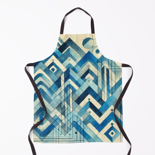 Item preview, Bauhaus Inspired Blue Wave Geometric Pattern Design designed and sold by TribalioDesigns.