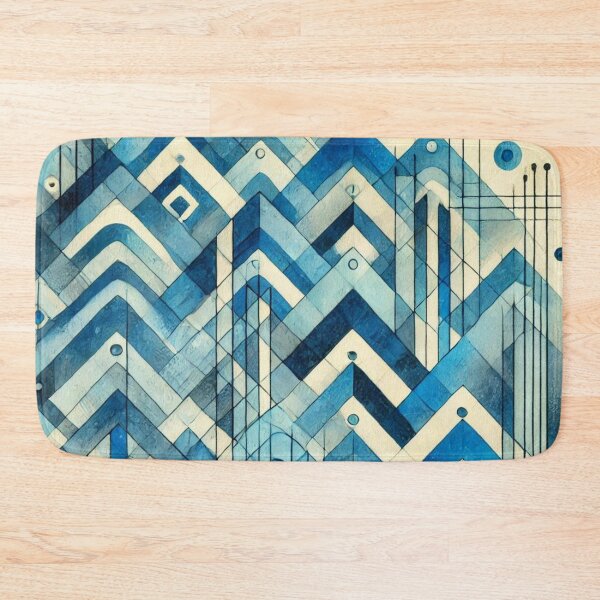 Item preview, Bauhaus Inspired Blue Wave Geometric Pattern Design designed and sold by TribalioDesigns.