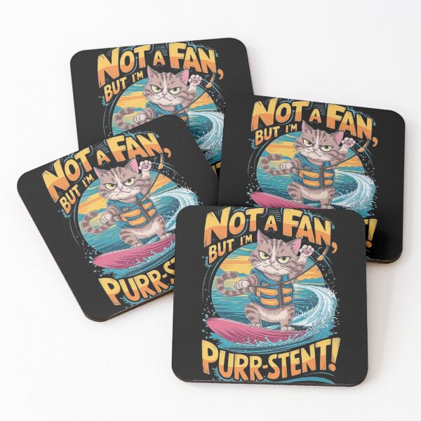 Item preview, Determined Cat Surfing with ‘Not a Fan, But I’m Purr-sistent’ Quote designed and sold by love3617.