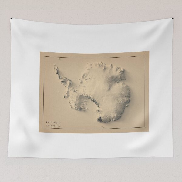 Item preview, Antarctica Shaded Relief Map 3D digitally-rendered designed and sold by ThinkAboutMaps.