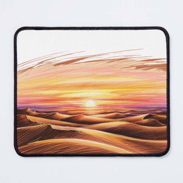 Item preview, A drawing of a desert with a sun setting in the background designed and sold by PWDigitalArt.