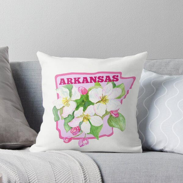 Artikelvorschau, Arkansas State Apfelblüten-Blumen-Aquarell-klassisches T-Shirt Sticker entworfen und verkauft von ThinkNature!.