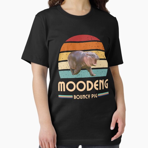 Artikel-Vorschau von Retro Moo Deng Nilpferd Hüpftier Schwein Grafikdesign, designt und verkauft von ZiaZZ.