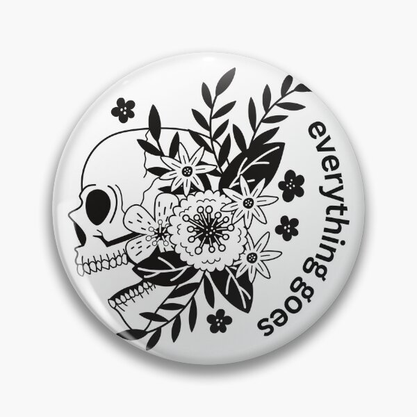 Item preview, everythinggoes from mono. by RM of BTS inspired Skull and Flowers Minimalist Design Sticker designed and sold by bookpop-shop.