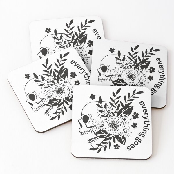 Item preview, everythinggoes from mono. by RM of BTS inspired Skull and Flowers Minimalist Design Sticker designed and sold by bookpop-shop.