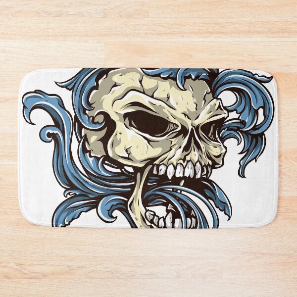 Item preview, digital drawing human skull bone with blue vegetation designed and sold by ak7sailor.