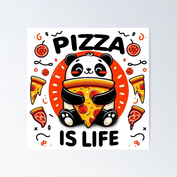 Panda Pizza Posters for Sale | Redbubble