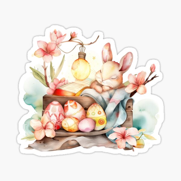 Item preview, Sleeping Bunny With Easter Eggs designed and sold by New-School-Wave.