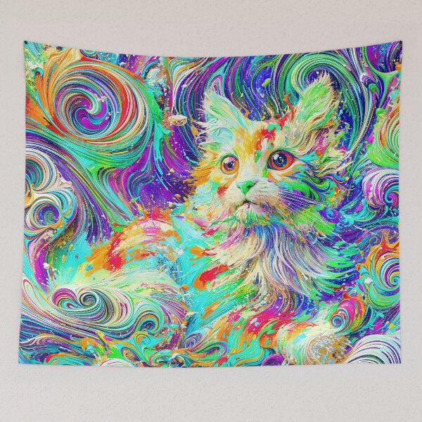 Item preview, Vibrant Swirls of Feline Fantasy designed and sold by blackhalt.