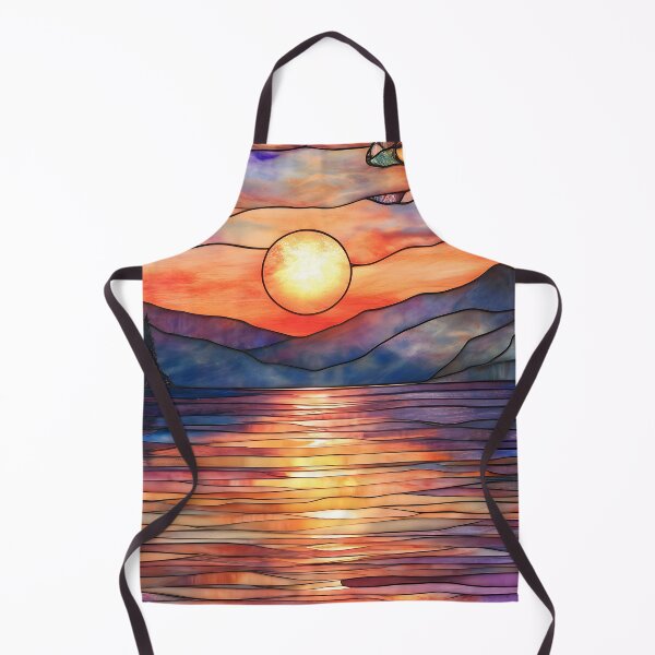 Item preview, Stained Glass of Sunset over Lake designed and sold by Cozirlax.
