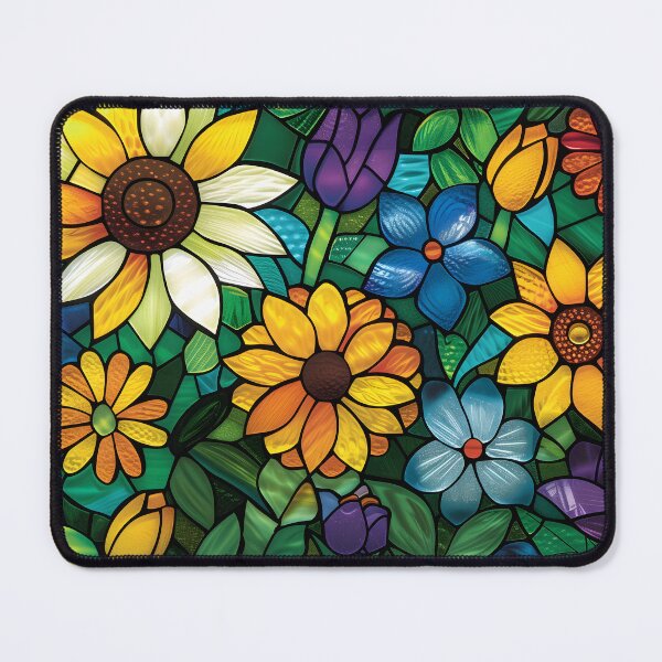Item preview, Stained Glass of Vibrant Sunflowers designed and sold by Cozirlax.