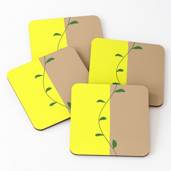 Item preview, Small green leaves are coiled on a two-color background: yellow and brown. designed and sold by MiMee4451.