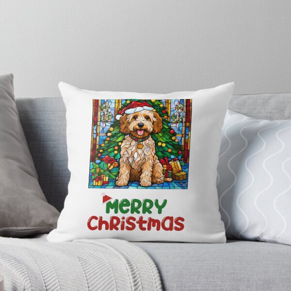 Item preview, Merry Christmas Cockapoo Stained Glass Holiday Design designed and sold by Fredster1966.